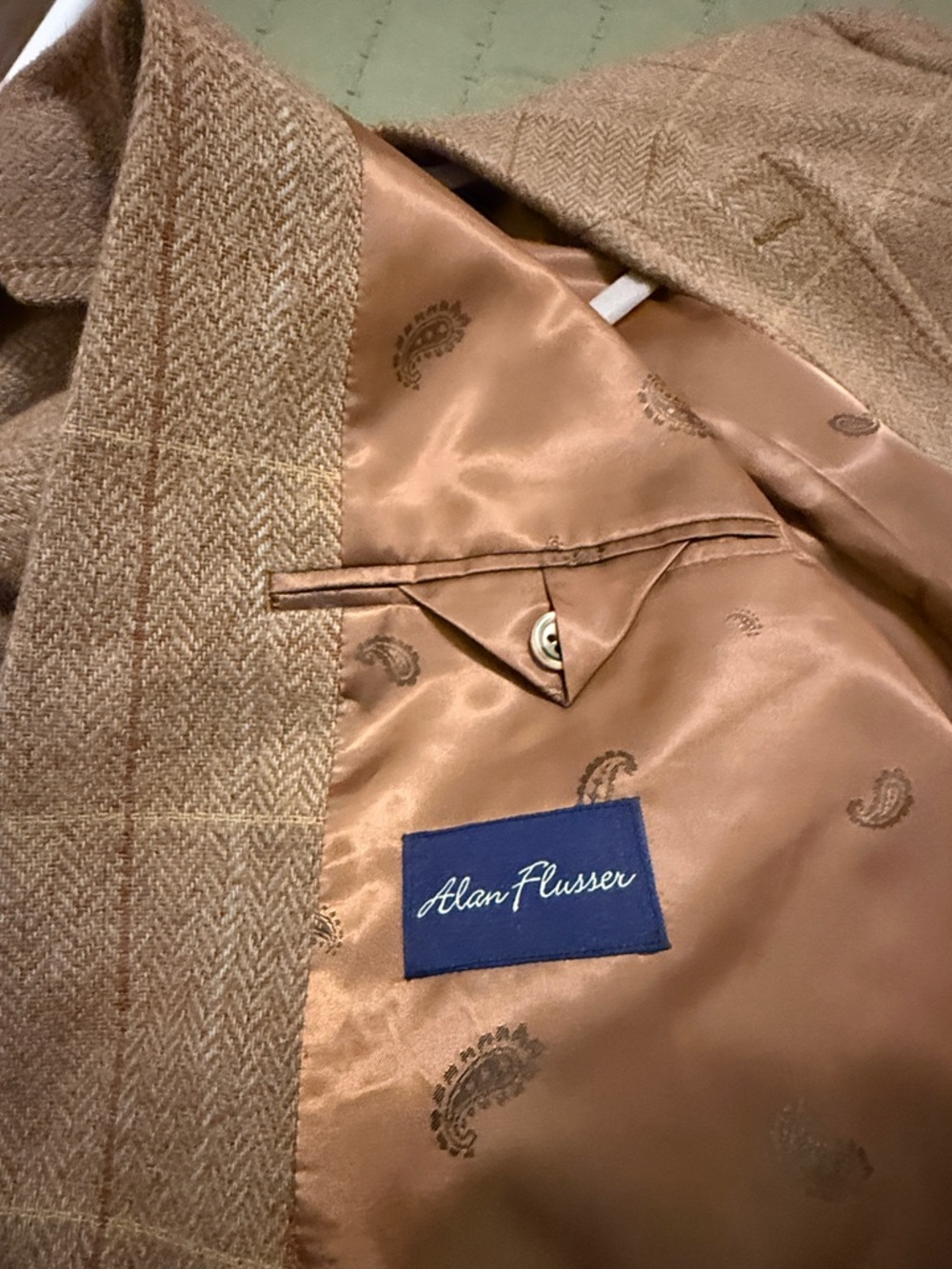 Alan Flusser Brown Windowpane Wool Sport Coat - Picture 13 of 13
